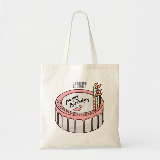 Birthday cake cartoon illustration  tote bag (Front)