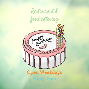 Birthday cake cartoon illustration window cling