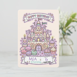 Birthday Cake Castle Customised Invitation Card 