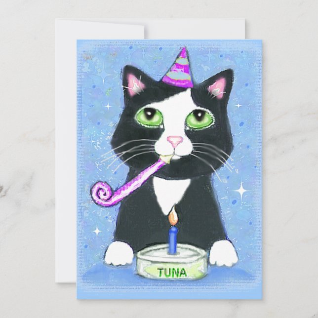Birthday Cake Cat Custom Invitation (Front)