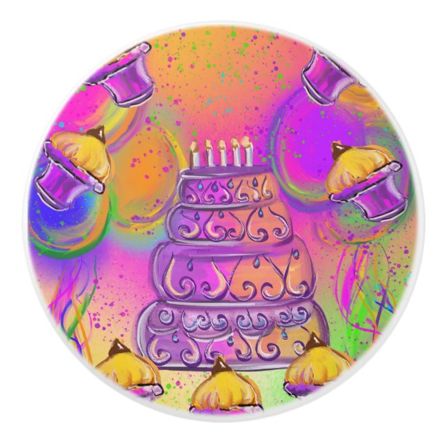 Birthday Cake Ceramic Knob (Front)