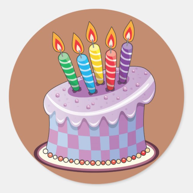 Birthday Cake Classic Round Sticker (Front)