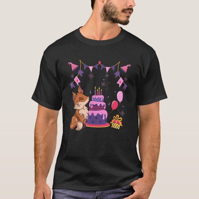 Birthday Cake Cute Animal Wildlife Anniversary Par T-Shirt (Front)