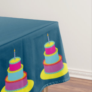 Birthday Cake Cute Colorful 1st Party Theme Tablecloth