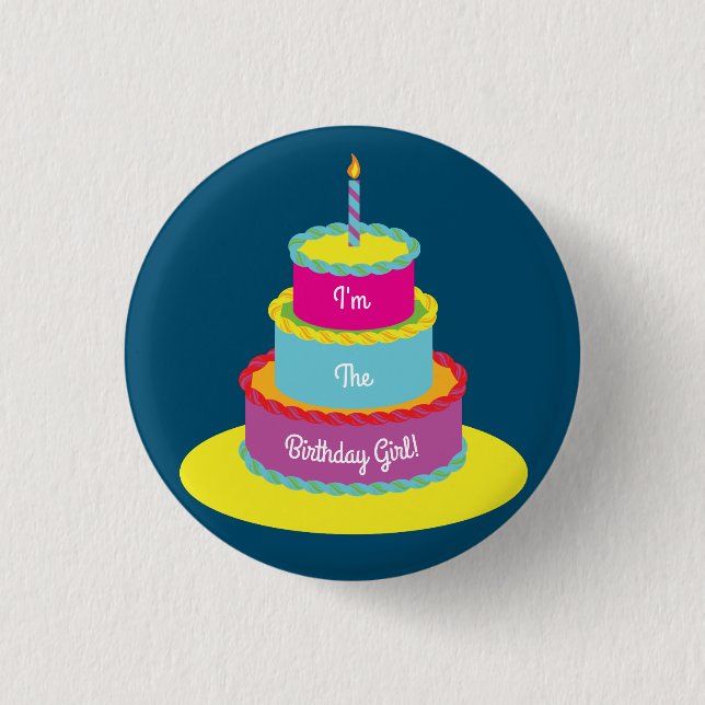 Birthday Cake Cute Colourful 1st Party Theme 3 Cm Round Badge (Front)