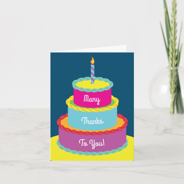 Birthday Cake Cute Colourful 1st Party Theme Card (Front)