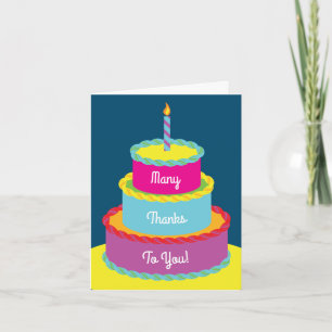 Birthday Cake Cute Colourful 1st Party Theme Card