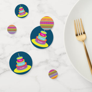 Birthday Cake Cute Colourful 1st Party Theme Confetti