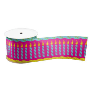 Birthday Cake Cute Colourful 1st Party Theme Satin Ribbon