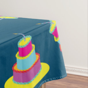 Birthday Cake Cute Colourful 1st Party Theme Tablecloth