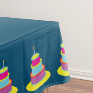Birthday Cake Cute Colourful 1st Party Theme Tablecloth