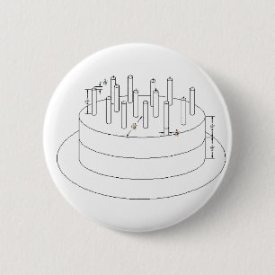 Birthday Cake - Drafted Architectural Style 6 Cm Round Badge