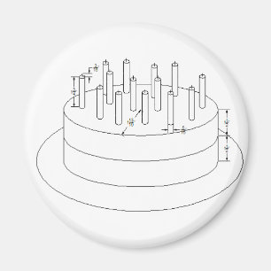 Birthday Cake - Drafted Architectural Style Magnet