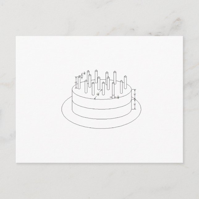 Birthday Cake - Drafted Architectural Style Postcard (Front)
