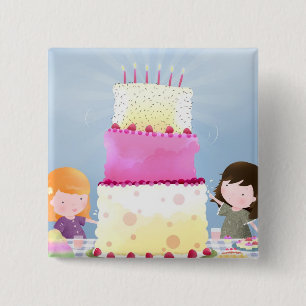 Birthday cake fun - pin badge button