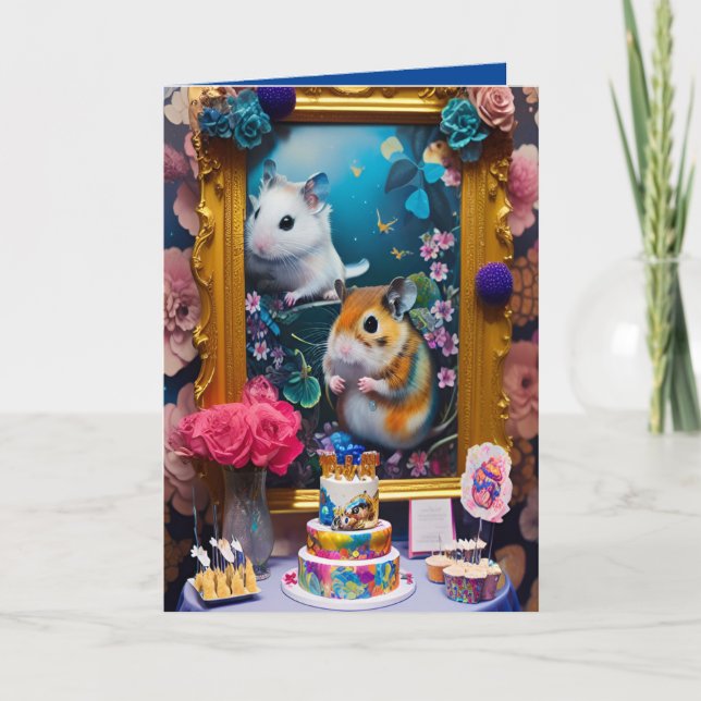 Birthday Cake Hamsters So Cute Funny Card (Front)