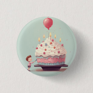 Birthday cake, ice cream, birthday 3 cm round badge