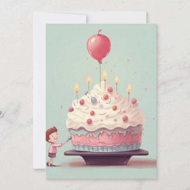 Birthday cake, ice cream, birthday invitation (Front)