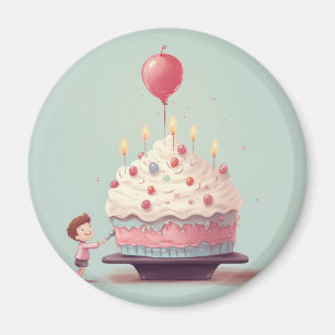 Birthday cake, ice cream, birthday magnet