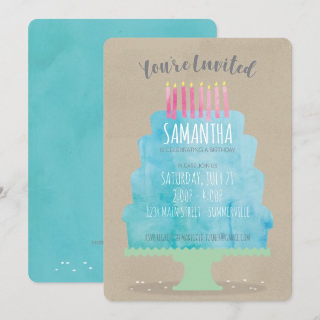 Birthday Cake Invitation (Front/Back)