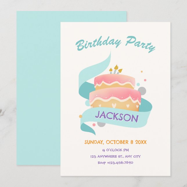 Birthday cake  invitation (Front/Back)