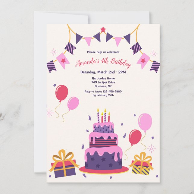 Birthday Cake Invitation (Front)