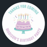Birthday Cake Kids Birthday Party Classic Round Sticker<br><div class="desc">Kids birthday party design.</div>