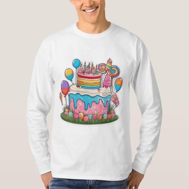 Birthday Cake Men's Basic Long Sleeve T-shirt  (Front)