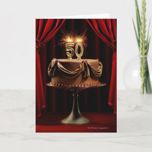 BIrthday Cake on Stage with number 50 candles Card
