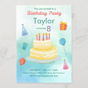 Birthday Cake Party - Invitation