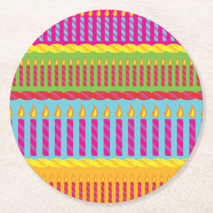 Birthday Cake Party Round Paper Coaster