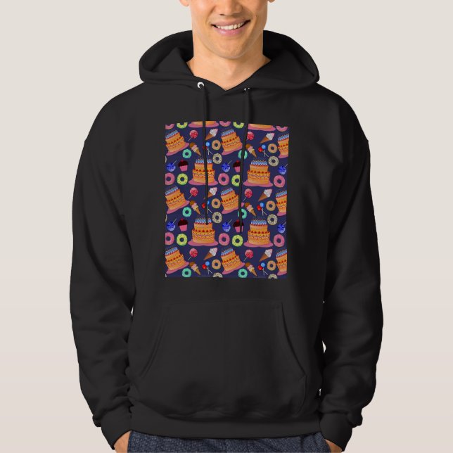 Birthday Cake Pastry Pattern Design Hoodie (Front)