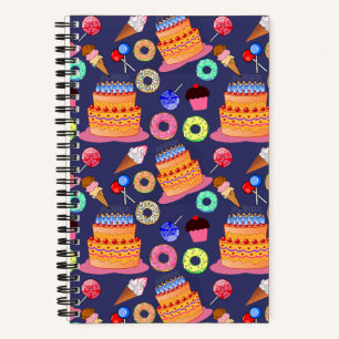 Birthday Cake Pastry Pattern Design Notebook
