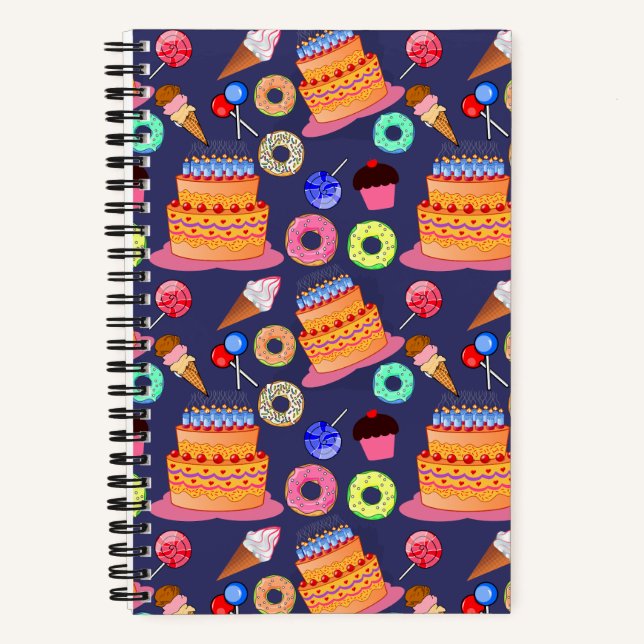 Birthday Cake Pastry Pattern Design Notebook (Front)
