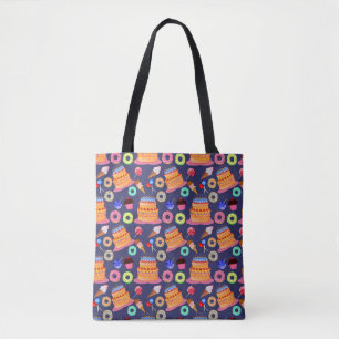 Birthday Cake Pastry Pattern Design Tote Bag