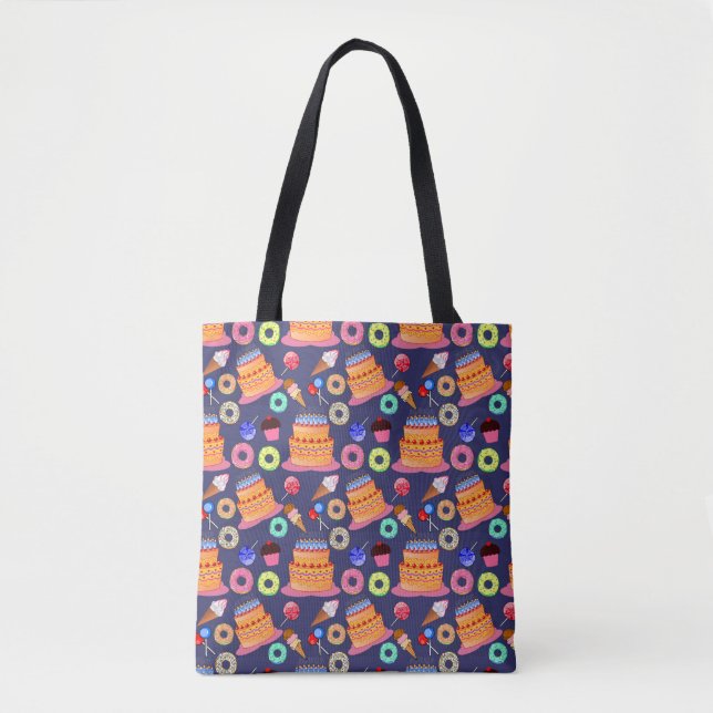 Birthday Cake Pastry Pattern Design Tote Bag (Front)