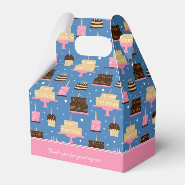 Birthday Cake Pattern Custom Name + Greeting Favour Box (Front Side)