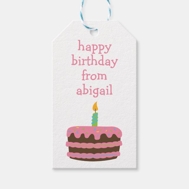 Birthday Cake Personalised Gift Tags (Front)