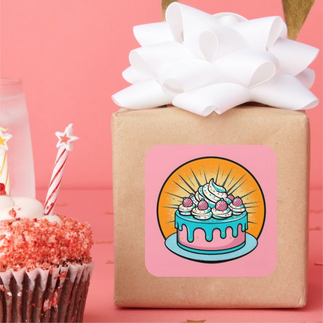 Birthday Cake Pop Art Stickers (Party)