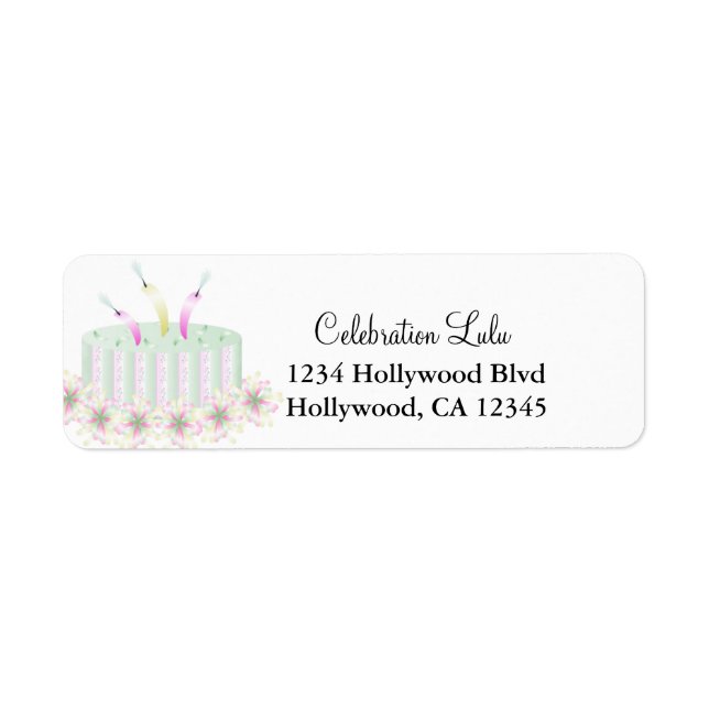 Birthday Cake Return Address Label (Front)