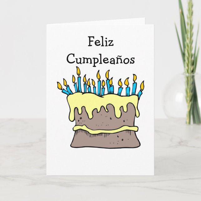 Birthday Cake Spanish Birthday Card (Front)