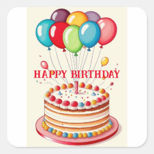 Birthday Cake  Square Sticker