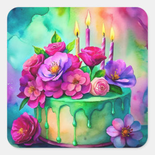 Birthday cake stickers or envelope seals