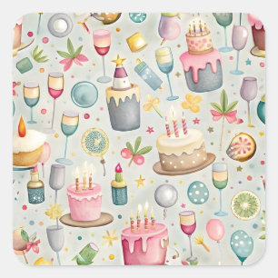 Birthday cake stickers or envelope seals