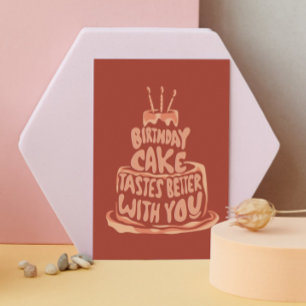 Birthday Cake Tastes Better With You - Red Invitation