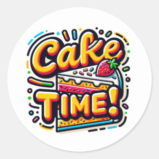 Birthday Cake Time Classic Round Sticker