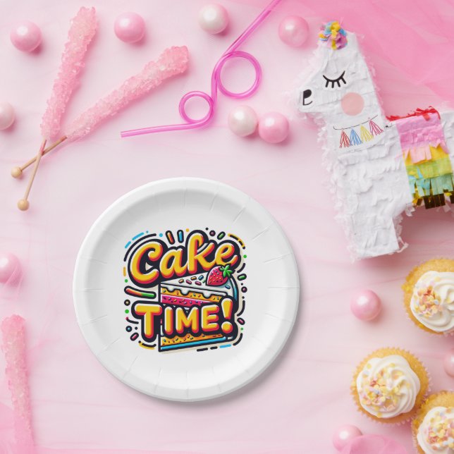 Birthday Cake Time Paper Plate (Party)