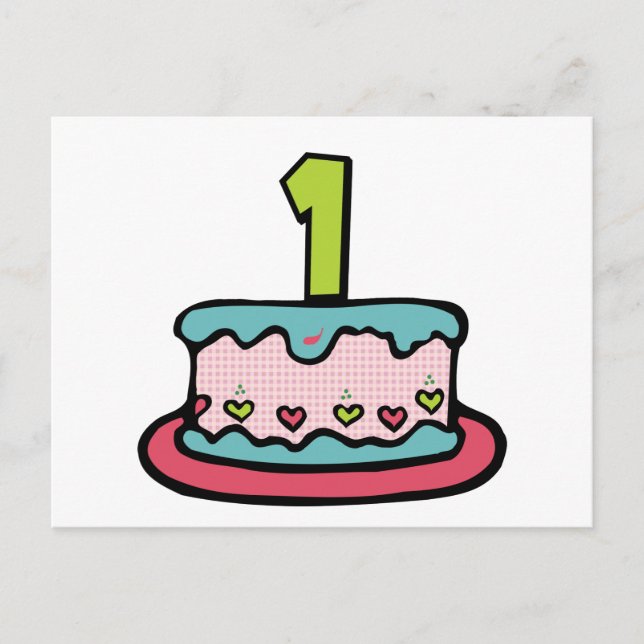 Birthday Cake With Age Postcard (Front)