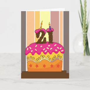 birthday - cake with candle 21 - 21st birthday gre card