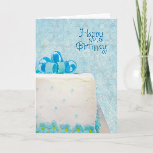 Birthday cake with frosting bow card